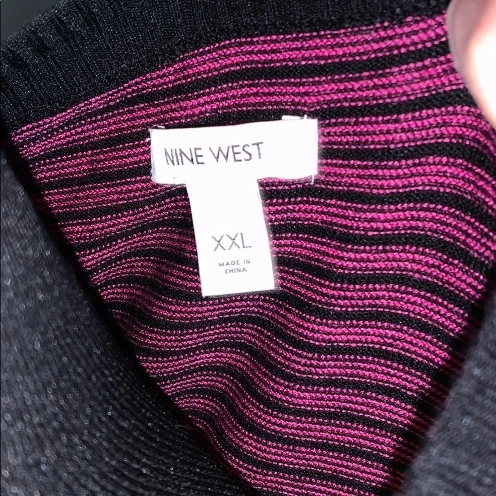 Nine West black and metallic pink striped sweater